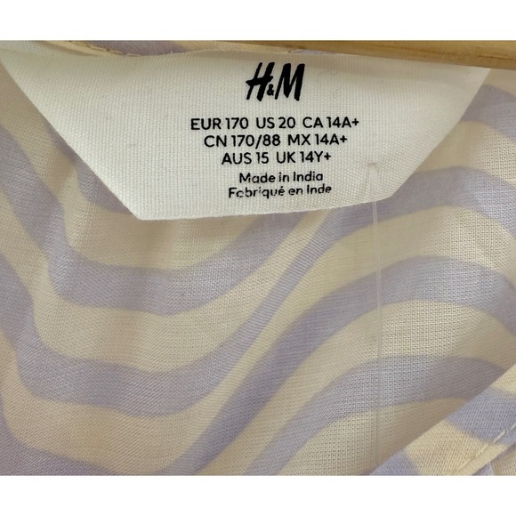 NWT H&M Wave Pattern Top Size 14Y+ Beige‎ and Lilac Sheer Cropped Blouse Boho - Picture 3 of 9